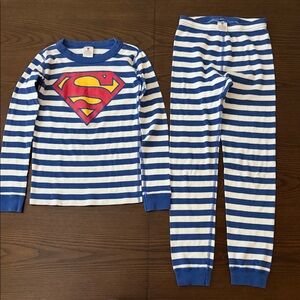 Hanna Andersson Blue and White Striped Superman Pajamas